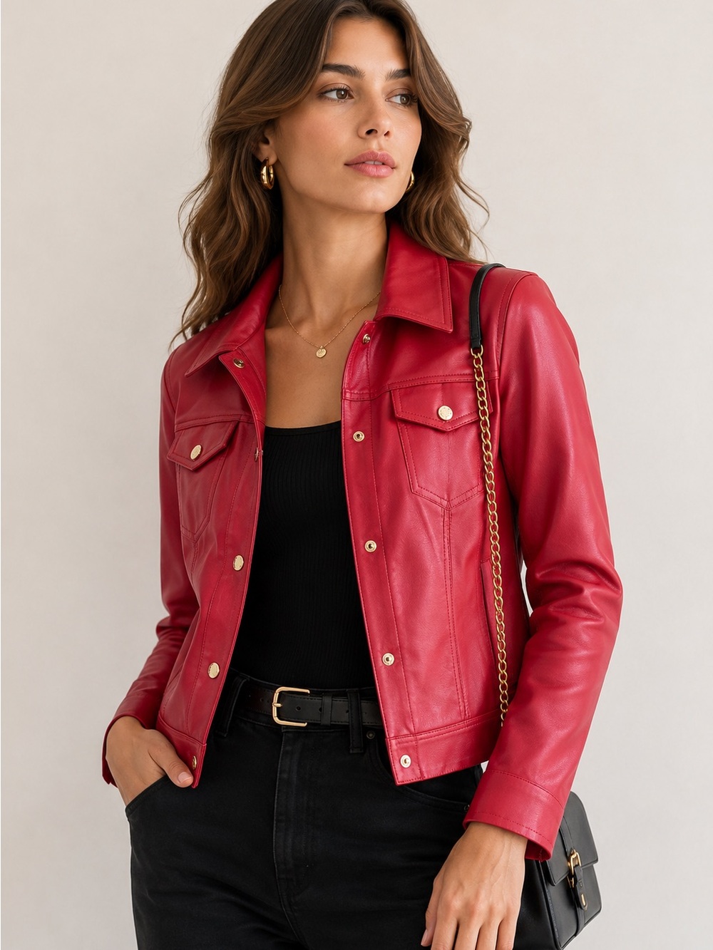 Marc New York Faux Leather Jacket Womens Medium Moto Minimalist Statement Coat